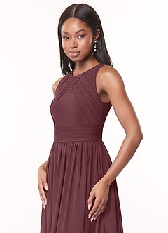 Azazie Harper Brautjungfernkleider A-Linie Plissee Chiffon Kleid Sangria image5