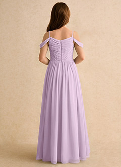 Azazie Chelo Girls Formal Robe Demoiselle D'honneur Fillette Robe Trapèze en Mousseline de soie Plissée Frostiges Flieder image2