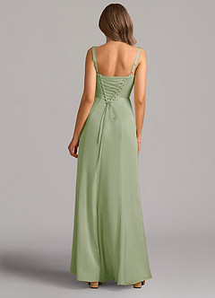 Azazie Amaris Bridesmaid Dresses Dusty Sage A-Line Corset Stretch Satin Dress image3