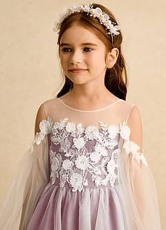Azazie Zimi Flower Girl Dresses Vintage Mauve Ball-Gown Sweetheart Neckline Tulle Dress image9