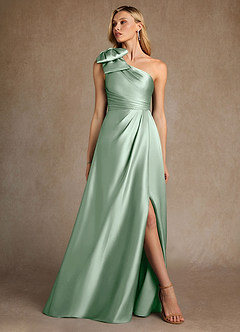 Azazie Easton Kleider für die Brautmutter A-Linie One-Shoulder Stretch-Satin Kleid Agave image4