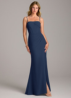 Azazie Chantel Bridesmaid Dresses Dark Navy Sheath Strapless Chiffon Convertible Dress image4