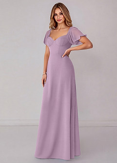 Azazie Fatima Bridesmaid Dresses Wisteria A-Line with Pockets Chiffon Dress image4