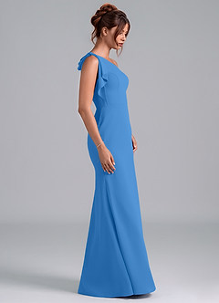 Azazie Rinna Bridesmaid Dresses Blue Jay Mermaid One Shoulder Chiffon Dress image5