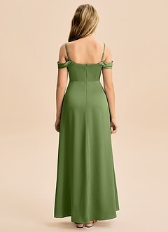 Azazie Lettie Junior Vestido de Enebro de Satén Elástico de Corte en A con Vestidos sin tirantes image3