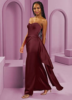 Barbie ♥ Azazie Bridesmaid Dresses Cabernet Sheath Strapless Stretch Satin Convertible Dress image6