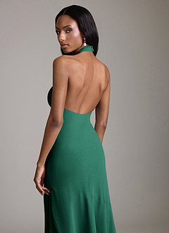 Azazie Lorena Bridesmaid Dresses Emerald Mermaid Pleated Chiffon Dress image6