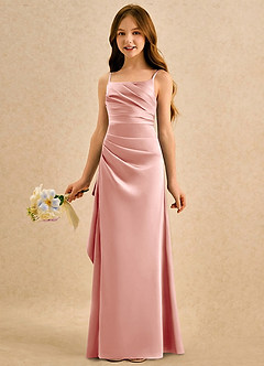 Azazie Cannoli Girls Formal Flower Girl Dresses Rosette A-Line Pleated Matte Satin Dress image5
