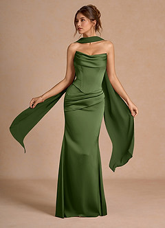 Azazie Olive Green Sleeveless Mermaid Evening Dress / Gown