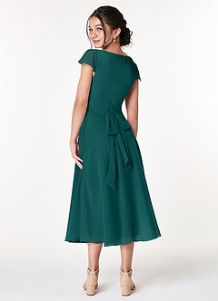 Azazie Payton Junior Peacock A-Line Bow Chiffon Dress image2