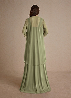 Azazie Clinton Mother of the Bride Dresses Pistachio A-Line Pleated Mesh Dress image3