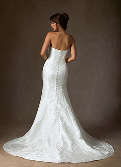 Azazie Kristella Vestidos de novia Vestido de Diamante Blanco de Jacquard Floral de Corte Sirena con Sin tirantes image2