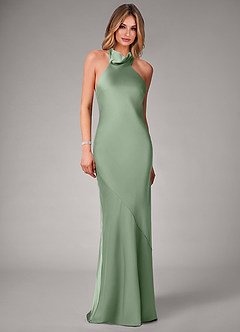 Azazie Velli Bridesmaid Dresses Matcha Mermaid Stretch Satin Dress image4