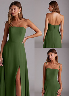 Azazie Wren Bridesmaid Dresses Olive A-Line Side Slit Chiffon Convertible Dress image9