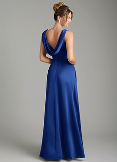 Azazie Karina Robes de demoiselle d'honneur Robe Trapèze en Satin extensible Plissée Bleu Roi image5