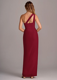 Azazie Tatianna Bridesmaid Dresses Burgundy Sheath One Shoulder Chiffon Dress image2