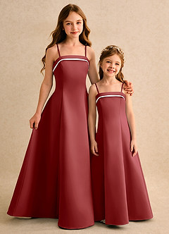 Azazie Izel Girls Formal Flower Girl Klänningar Klä A-Line i Matt satäng Plisserad image2