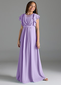 Azazie Daphne Junior Lilac A-Line Pleated Chiffon Dress image4