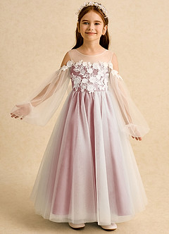 Azazie Zimi Flower Girl Klänningar Klänning Balklänning i Tyll Hjärtformad urringning image2