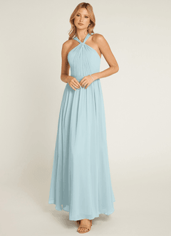 Azazie Jacey Bridesmaid Dresses Mist A-Line Pleated Chiffon Dress image1