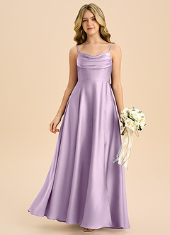 Azazie Bear Junior Frosted Lilac A-Line Sweetheart Neckline Stretch Satin Dress image3