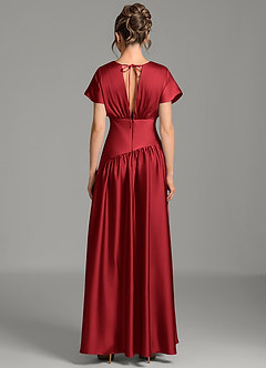 Azazie Alysse Bridesmaid Dresses Scarlet A-Line Stretch Satin Dress image2