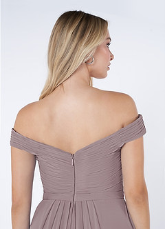 Azazie Audrianna Bridesmaid Dresses Dusk A-Line Off-The-Shoulder Gathered Chiffon Convertible Dress image6