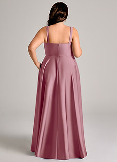 Azazie Shaude Bridesmaid Dresses Vintage Mauve A-Line Pleated Stretch Satin Dress image13