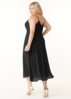 Azazie Clarissa Brautjungfernkleider A-Linie V-Hals Chiffon Kleid Schwarz image10