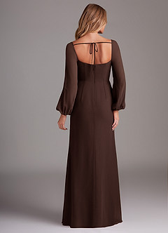 Azazie Charissa Bridesmaid Dresses Ganache Sheath Long Sleeve Chiffon Dress image6