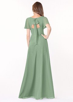 Azazie Kimber Bridesmaid Dresses Matcha A-Line Flounce Sleeve Chiffon Dress image5