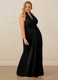 Christian Siriano Bridal for Azazie 1018 Bridesmaid Dresses Cowl Neck Mesh Sheath Dress image14