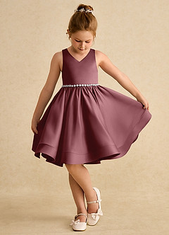 Azazie Julietta Robe Demoiselle D'honneur Fillette Robe Princesse en Tulle Convertible Rose Du Désert image4