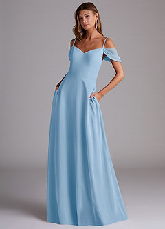 Azazie Marley Vestidos de damas de honor Vestido de Azul Pálido de Gasa de Corte en A Convertible con Vestidos sin tirantes image1