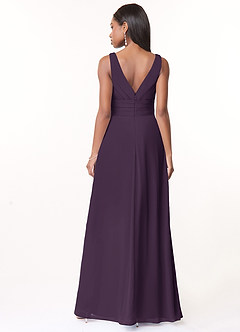 Azazie Julianna Bridesmaid Dresses Plum A-Line Chiffon Dress image2