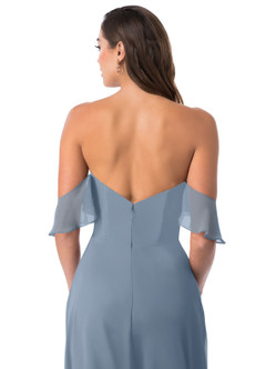 Azazie Juna Abiti da Damigella Abito Convertibile A-Line in Chiffon Increspato Blu Polveroso image10