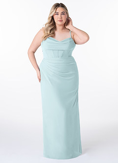 Azazie Mai Bridesmaid Dresses Mist Sheath Pleated Chiffon Dress image7