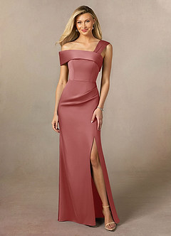 Azazie Laramie Mère de la mariée Robes Robe Sirène en Satin extensible Plissée Antique Rose image1