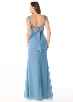 Azazie Audre Bridesmaid Dresses Steel Blue Mermaid Pleated Chiffon Dress image2
