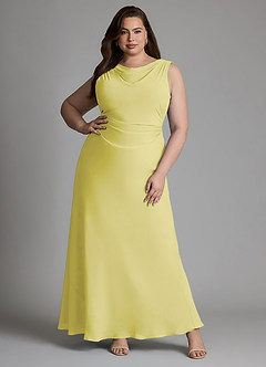 Azazie Kieryn Bridesmaid Dresses Lemon Sorbet Mermaid Pleated Chiffon Dress image7