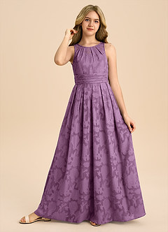 Azazie Bibiane Junior Klä av A-Line i Blommig Utbrändhet Plisserad image6