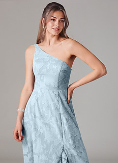 Azazie Ellianna Bridesmaid Dresses Sky Blue A-Line One Shoulder Floral Burnout Dress image5