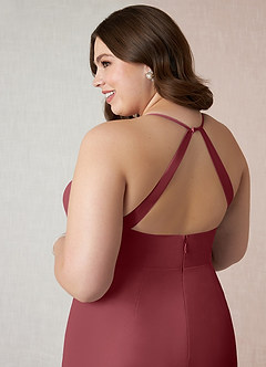 Azazie Becca Bridesmaid Dresses Merlot Sheath V-Neck Chiffon Dress image11