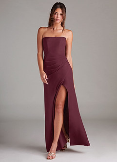 Azazie Leonis Bridesmaid Dresses Cabernet Sheath Strapless Chiffon Convertible Dress image7
