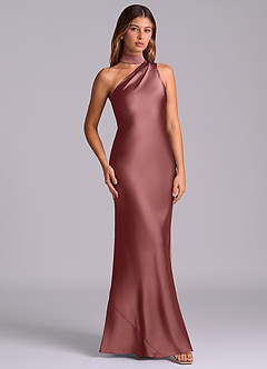 Azazie Seona Robes de demoiselle d'honneur Robe Sirène en Satin extensible Une épaule Améthyste image3