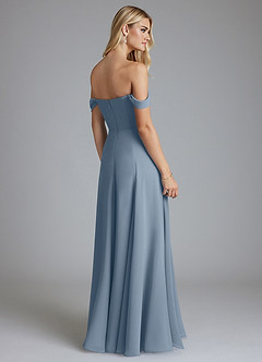 Azazie Seriana Brudtärnklänningar Klä av A-Linje i Chiffong Av axeln Dammblå image2