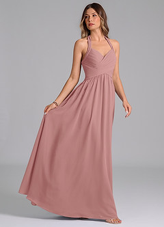 Azazie Darlyn Bridesmaid Dresses Dusty Rose A-Line Pleated Chiffon Dress image6