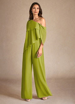 Azazie Halima Abiti per la Madre della Sposa Abito Tuta Pantaloni in Chiffon Spacco Laterale Citronella image2