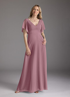 Azazie Alessa Mother of the Bride Dresses Vintage Mauve A-Line V-Neck Pleated Chiffon Dress image3