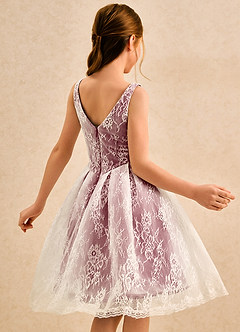 Azazie Cubbie Girls Formal Flower Girl Dresses Merlot A-Line Lace Dress image2